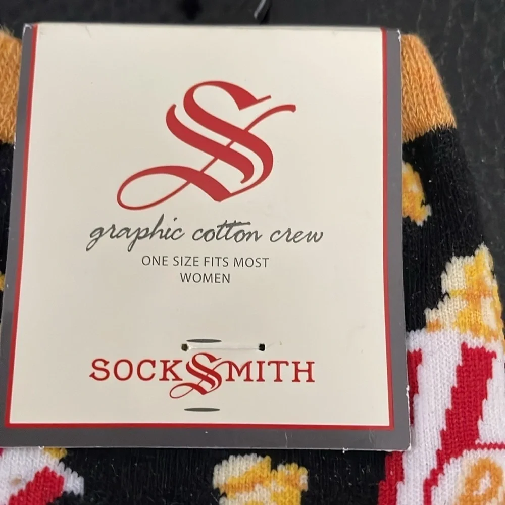 Sock Smith graphic cotton crew, NWT